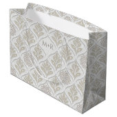 Beige & White Sparkling Quatrefoil Pattern Groot Cadeauzakje (Achterkant Gekanteld)