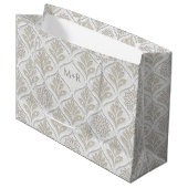Beige & White Sparkling Quatrefoil Pattern Groot Cadeauzakje (Voorkant Gekanteld)