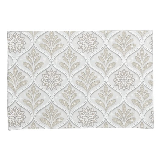 Beige & White Sparkling Quatrefoil Pattern Kussensloop (Voorkant-Rechts)