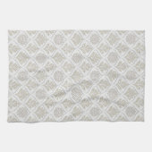 Beige & White Sparkling Quatrefoil Pattern Theedoek (Horizontaal)