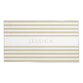 Beige & White Striped Pattern Name Pillow Hoesje Kussensloop (Achterkant)