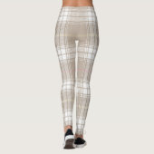 Beige White Tartan Patroon Rustisch Leggings (Achterkant)
