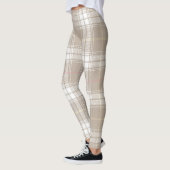 Beige White Tartan Patroon Rustisch Leggings (Links)