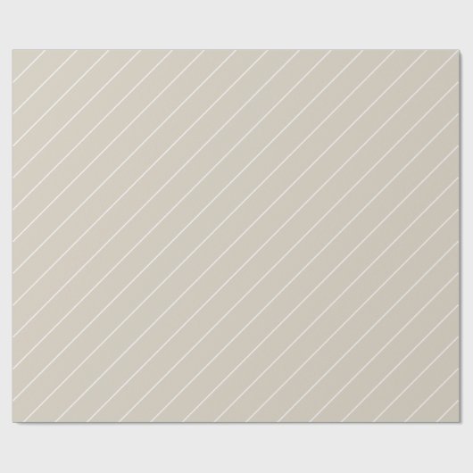 Beige White Thin Diagonal Stripes Pattern Cadeaupapier (Vlak)