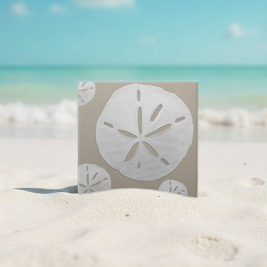 Beige & White Tropical Beach Sand Dollar Tegeltje