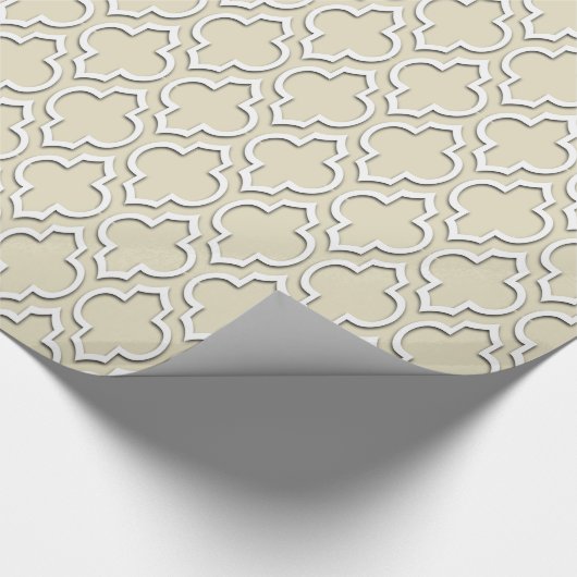 Beige White XL Moroccan Quatrefoil #7DS Cadeaupapier (Hoek)