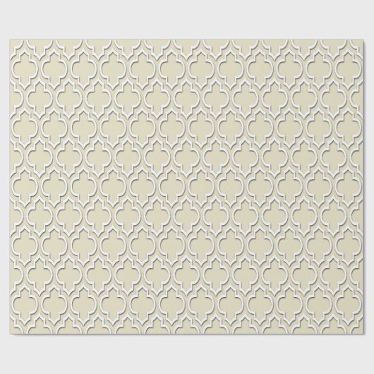 Beige White XL Moroccan Quatrefoil #7DS Cadeaupapier (Vlak)