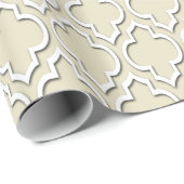 Beige White XL Moroccan Quatrefoil #7DS Cadeaupapier (Rol Hoek)