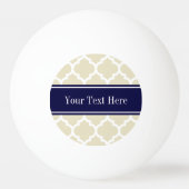 Beige Wht Moroccan #5 Navy Blue Name Monogram Pingpongbal (Achterkant)