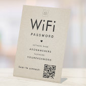 Beige WiFi-wachtwoordcode Bedrijfslogo QR-code Reclamebord Met Voetstuk