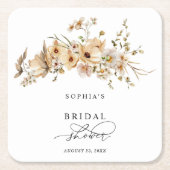 Beige Wild Flowers Bridal Shower Kartonnen Onderzetters (Voorkant)