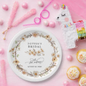 Beige Wild Flowers Bridal Shower Papieren Bordje (Feest)