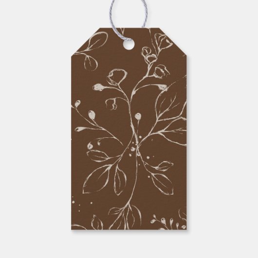 Beige Wild Flowers Wedding Cadeaulabel (Achterkant)