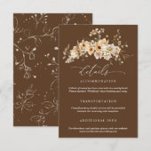 Beige Wild Flowers Wedding Details Informatiekaartje (Voorkant / Achterkant)