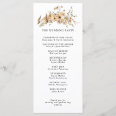 Beige Wild Flowers Wedding Programmakaart (Achterkant)