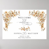 Beige Wild Flowers Welcome Wedding Poster (Voorkant)