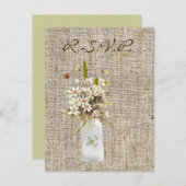 beige wilde bloem bohemiene burlap bruiloft uitnodiging briefkaart (Voorkant / Achterkant)