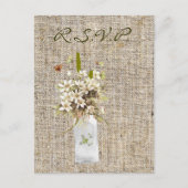 beige wilde bloem bohemiene burlap bruiloft uitnodiging briefkaart (Voorkant)