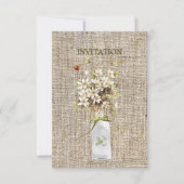 beige wilde bloem hippie bohemian burlap bruiloft kaart (Voorkant)