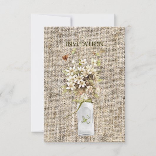 beige wilde bloem hippie bohemian burlap bruiloft kaart (Voorkant)