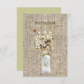 beige wilde bloem hippie bohemian burlap bruiloft kaart (Voorkant / Achterkant)