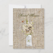 beige wilde bloem hippie bohemian burlap bruiloft kaart (Voorkant)