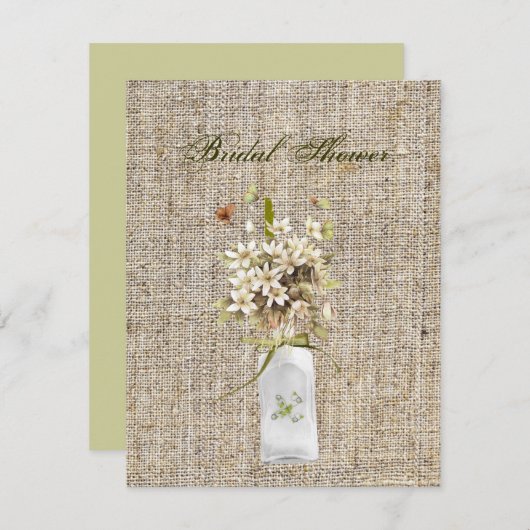 beige wilde bloem hippie bohemian burlap bruiloft kaart (Voorkant / Achterkant)