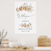 Beige Wilde Bloemen Bruidsdiner Welkom Poster (Keuken)