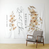 Beige Wilde Bloemen Bruidsfeest Wandkleed (In Situ (horizontaal))