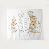 Beige Wilde Bloemen Bruidsfeest Wandkleed (Voorkant (horizontaal))