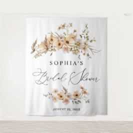 Beige Wilde Bloemen Bruidsfeest Wandkleed