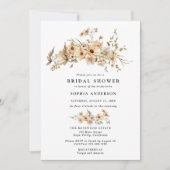 Beige Wilde Bloemen Bruidsuitnodiging Kaart (Voorkant)