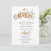 Beige Wilde Bloemen Bruidsuitnodiging Kaart (Staand voorkant)