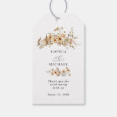 Beige Wilde Bloemen Bruiloft Cadeaulabel (Voorkant)