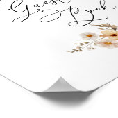 Beige Wilde Bloemen Bruiloft Feest Gastboek Poster (Hoek)
