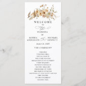 Beige Wilde Bloemen Bruiloft Programmakaart (Voorkant)