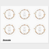 Beige Wilde Bloemen Bruiloft Ronde Sticker (Vel)