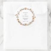 Beige Wilde Bloemen Bruiloft Ronde Sticker (Tas)