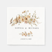 Beige Wilde Bloemen Bruiloft Servet (Voorkant)