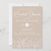 Beige wilde bloemen bruiloftsuitnodiging kaart (Voorkant)