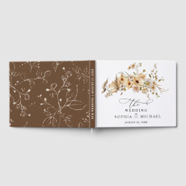 Beige wilde bloemen trouwgastenboek gastenboek