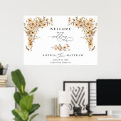 Beige Wilde Bloemen Welkom Bruiloft Poster (Thuiskantoor)