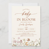 Beige Wildflower Baby in Bloom Baby shower Kaart (Voorkant)