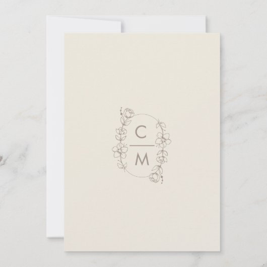 Beige Wildflower Bohemian Arch Wedding Kaart (Achterkant)