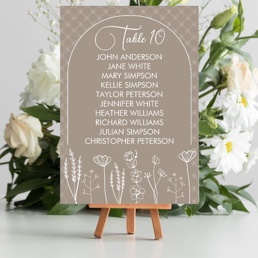 Beige Wildflower Bohemian Arch Wedding Kaart