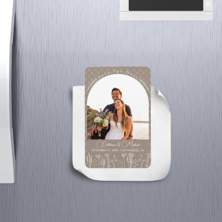 Beige Wildflower Bohemian Arch Wedding Magneet