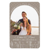 Beige Wildflower Bohemian Arch Wedding Magneet (Verticaal)