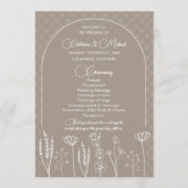 Beige Wildflower Bohemian Arch Wedding Programmakaart (Voorkant)