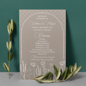 Beige Wildflower Bohemian Arch Wedding Programmakaart