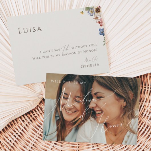 Beige Wildflower Faded Foto-matron van Honor Kaart